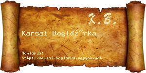 Karsai Boglárka névjegykártya